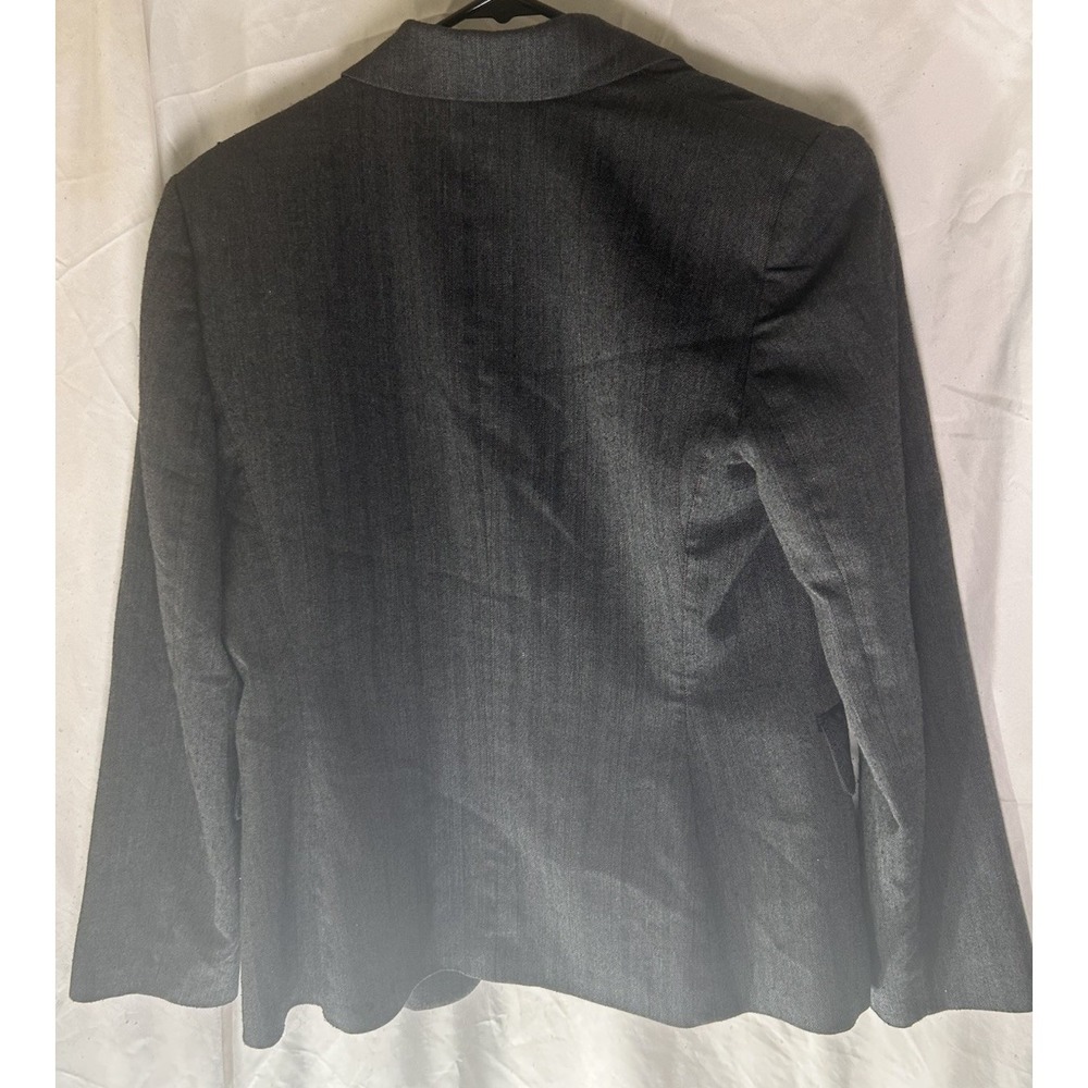 Calvin Klein Womens Suit Jacket 10P Petite Grey Herringbone 1-Button Stretch - Picture 2 of 9